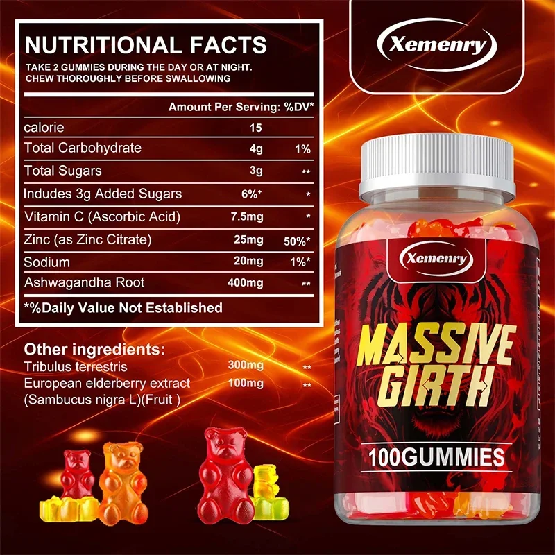 Massive Girth Gummies for Men - Energy Booster, Promote Muscle Growth, Strengthening, Energy and EnduranceSupplements - Image 3