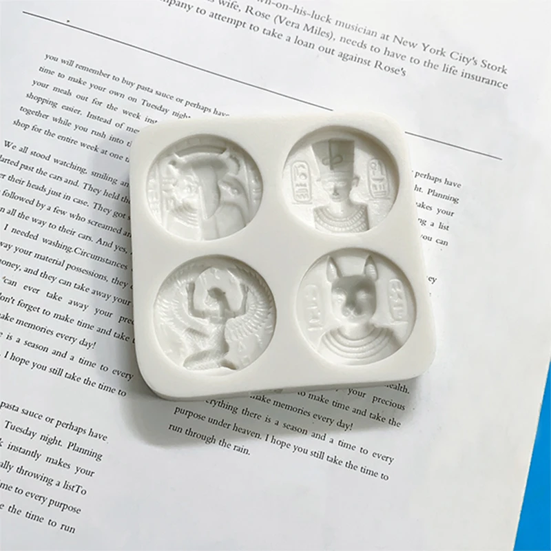 DIY mold 4 hole Egyptian Pharaoh seal coin fondant cake mold cake decorative chocolate silicone mold