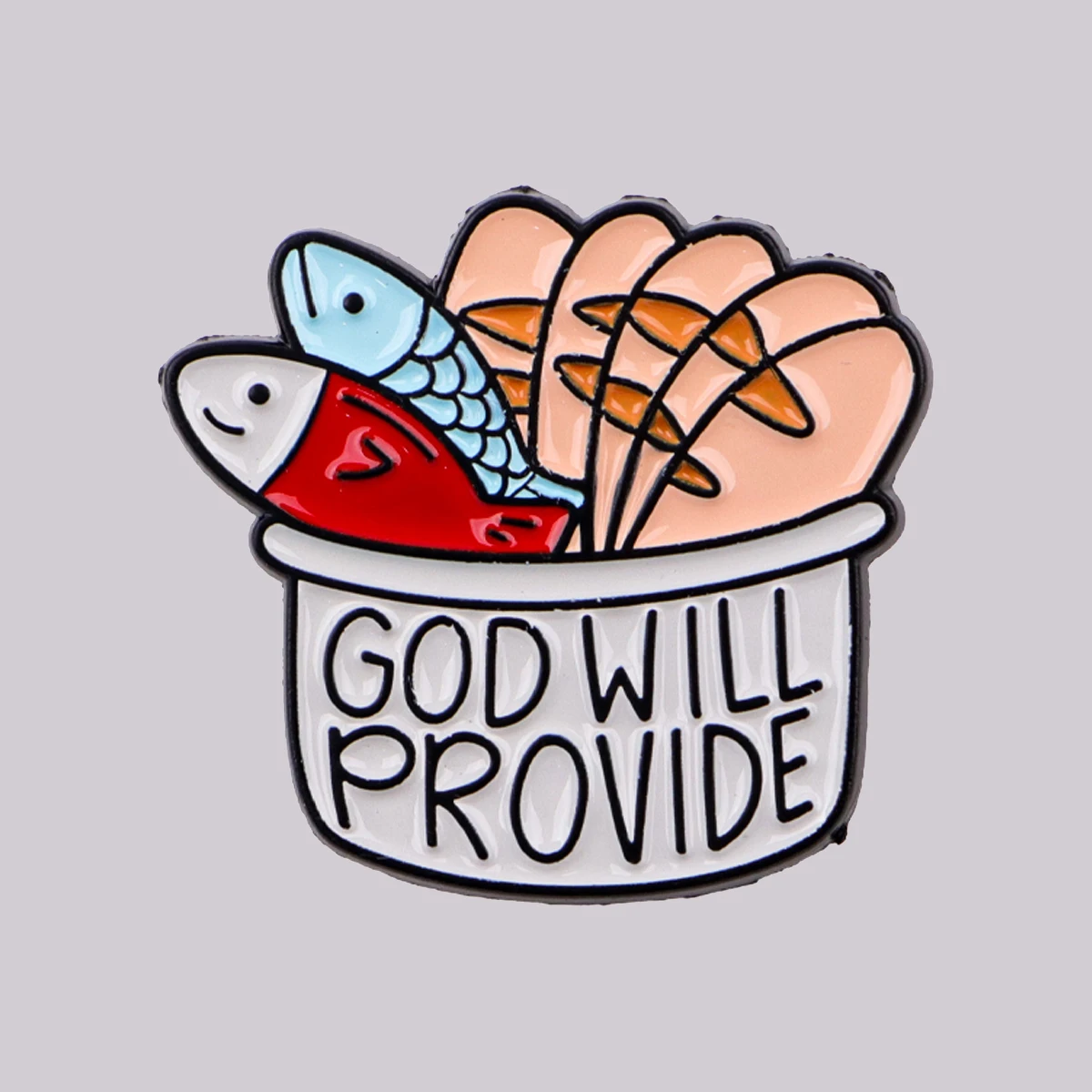 Épinglette en émail « DIEU FOURNIRA » – Broche de poisson, épingles à revers, badge pour sac à dos, accessoires vestimentaires, bijoux amusants, cadeaux pour amis