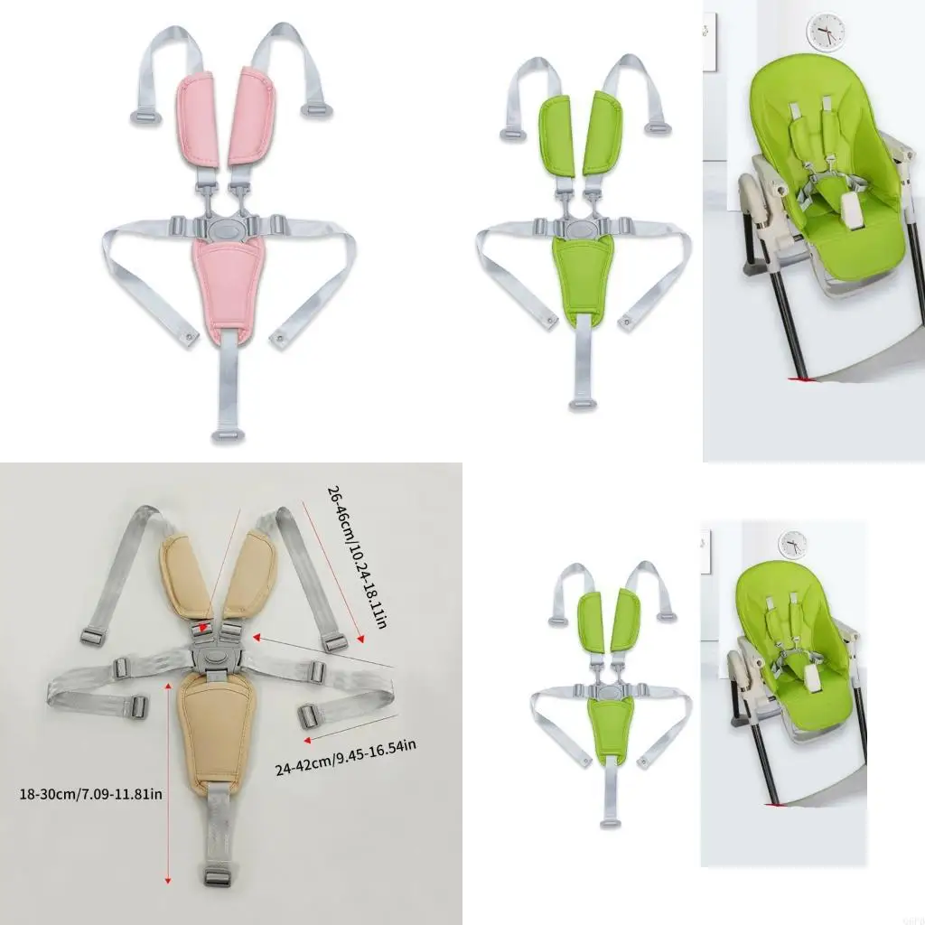 

Детское сиденье для кормления, безопасный аксессуар, 5-точечный регулируемый ремень безопасности из искусственной кожи, ремни, с