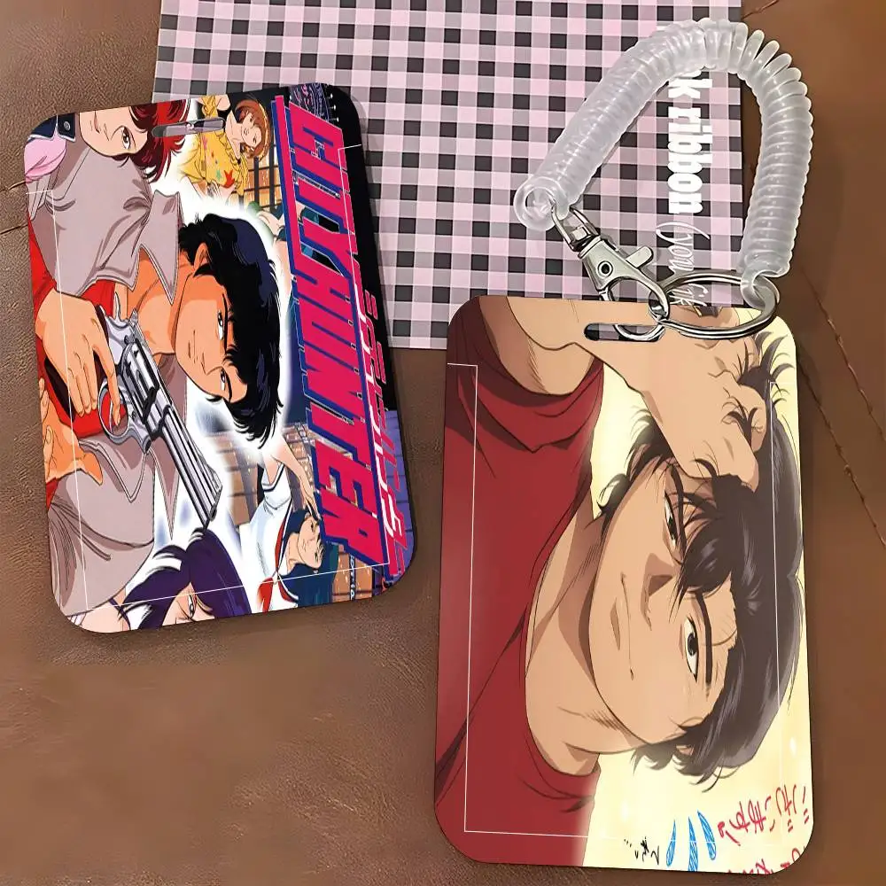 1pc Japanese Manga C-City Hunter ID Card Sleeve School Card Access ID Card Bus Meal Card Protective Sleeve Easy Push