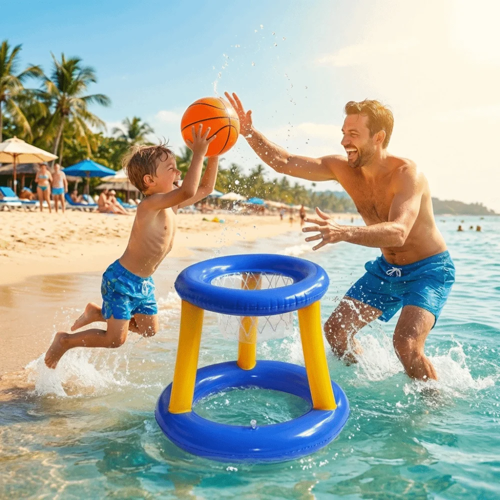 

Надувной плавающий баскетбольный кольцо-мишень с мячом, интерактивные надувные игрушки для расслабляющих пляжных вечеринок, спортивных игр и водных развлечений
