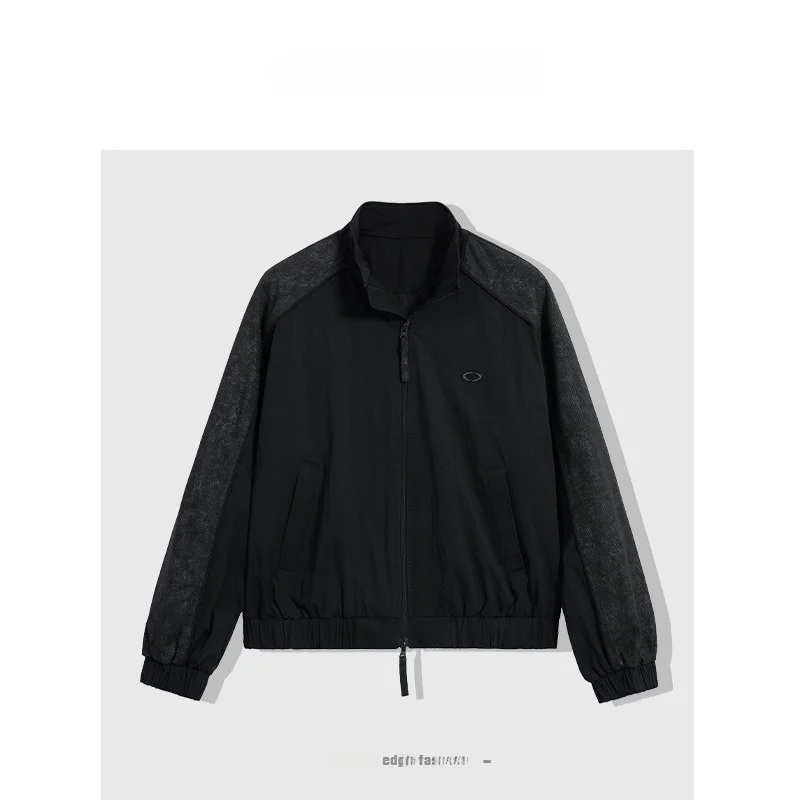 

Men's Casual Patchwork Stand Collar Jaet Windproof Leisure Outerwear 2025 Autumn New Sle 3J355 Nylon Cotton Spandex