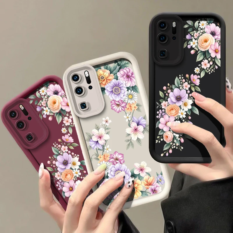 Flower Case For Huawei P20 P30 P50E P40 Lite P Smart Mate 20 30 40 50 Pro Y9 Prime 2019 Y7A Y9S Anti Scratch Silicone Cases Etui