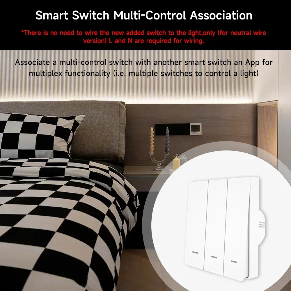 Imagem -04 - Interruptor de Luz Inteligente com Botão de Fio Neutro Funciona com Alexa Google Home Tuya ue Wifi Zigbee Não Way