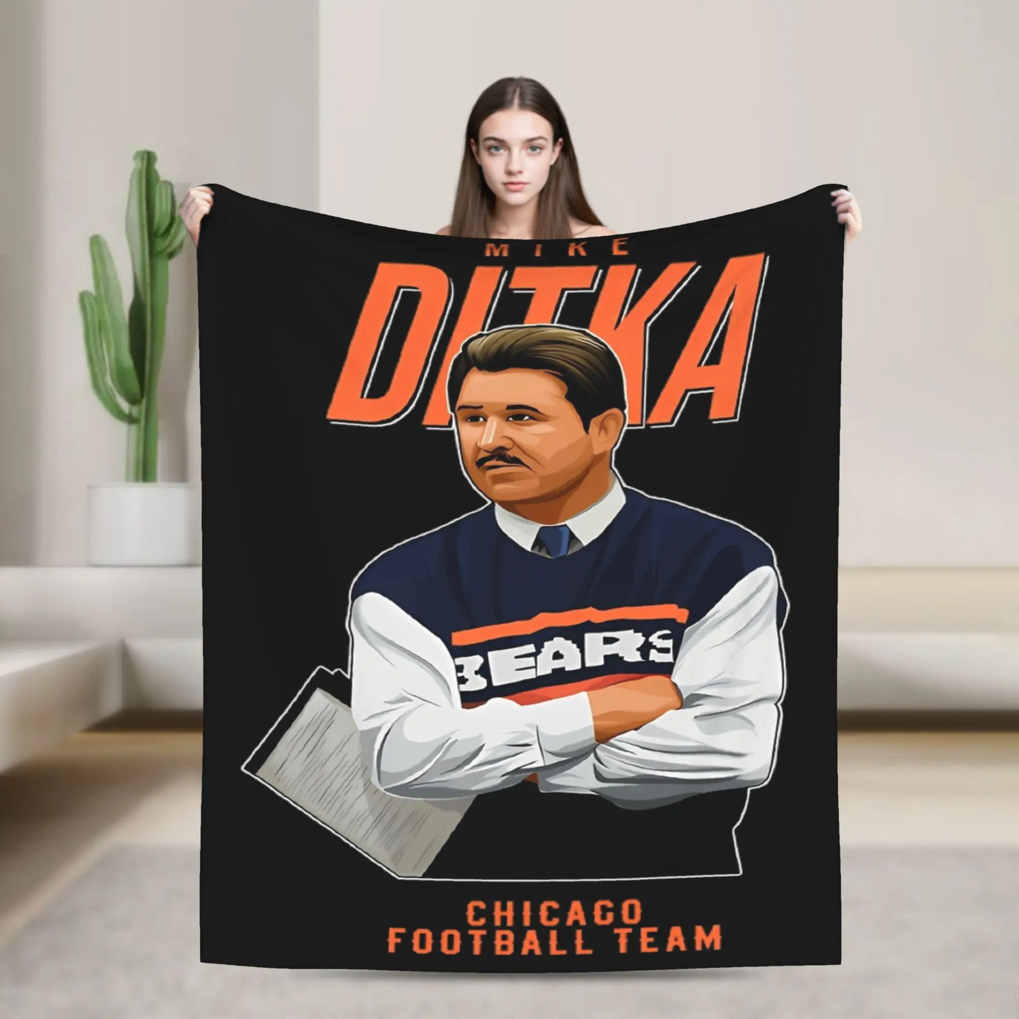 Super Soft RIP Mike Ditka  Throw Blanket Premium Flannel Fleece Lightweight  Bed Blanket Super Cozy Blankets All Season Use
