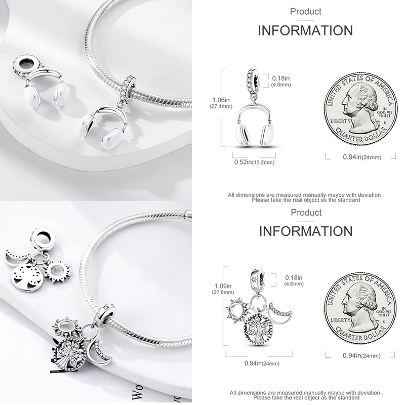 925 Sterling Silber Charm-Perlen Tagebuch Film Haus Sonne Mond Flugzeug Reise Kaffee DIY Armband Halskette Schmuck Geschenk für Frauen – Detail 24