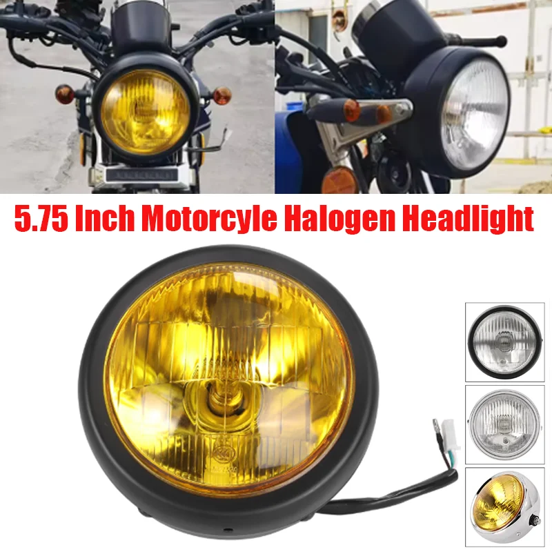 

5.75 Inch Retro Motorcycle Headlights Universal 12V High Low Beam Headlights Metal Casing Round Moto Headlamp For Cafe Racer