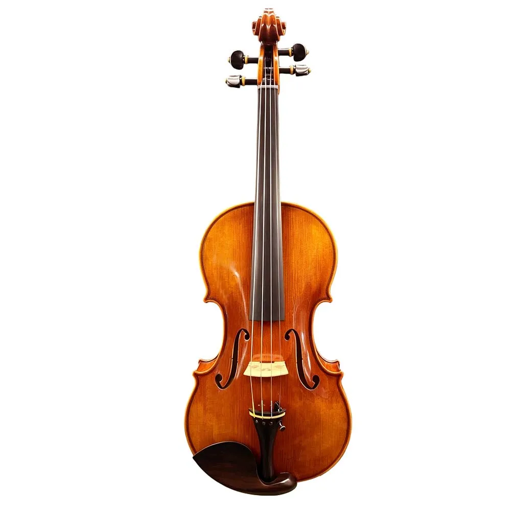 4/4 Full Size Guarneri Replica Violin, Hand‑Carved Solid Spruce Top with Rare Bear‑Claw Figure, High Flamed Maple Back, Vintage