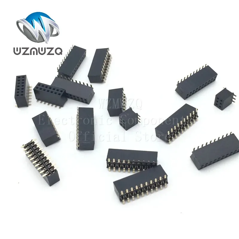 10PCS 1.27mm 2*3P-50P Black Double row Female Header Connector 3P 4P 5P 6P 7P 8P 10P 12P 15P 20P 25P 30P 40P 50P Pin PCB JST