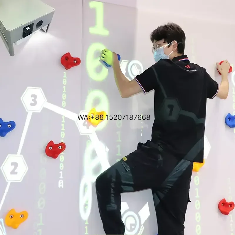 Wmwmnu Customized Indoor Climbing Wall for Children Interactive Rock Climbing with Projection Game for STEAM and Sports