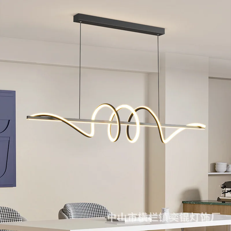 

Minimalist Three-ring LED Long Strip Pendant Light: Hanging Lamp for Dining Room, Bar Counter & Dining Table with Sleek Glow
