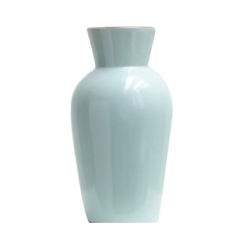 

New Chinese Ru kiln Song Dynasty aesthetic ceramic decoration dried flower hydroponic vase living room entrance flower