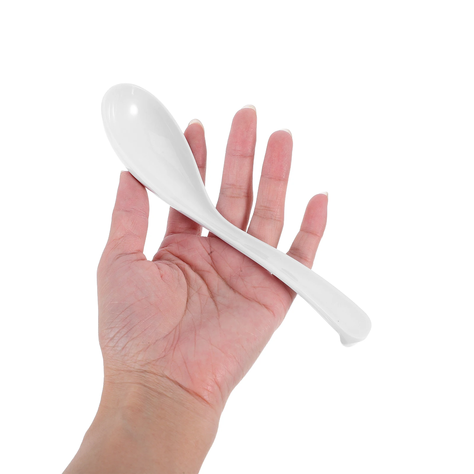 

4pcs Commercial Melamine Soup Spoons White Asian Style Ramen Ladle For Restaurant Home Kitchen Use Dishwasher Safe Lightweight