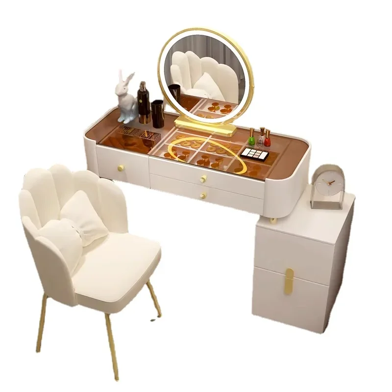 

Multifunctional Salon Dressing Table Mirror Chair Bedroom Charm Dressing Table Bedroom Luxury Penteadeira Furniture Makeup