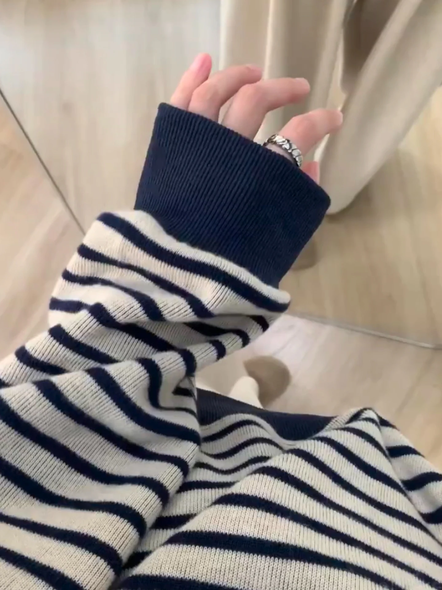 Koreanische Gestreifte Lose Lange Sve runde Ne Strickwaren Einfache Neue Sle frauen Top Faionable Herbst Kleidung