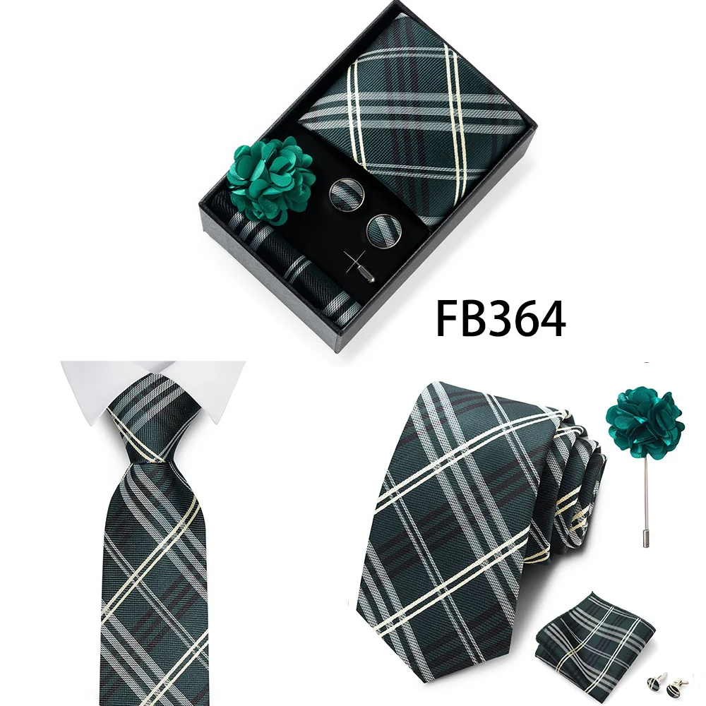 Erstklassige Weihnachtsgeschenkbox mit grauem Aufdruck, Krawatten, Einstecktuch, Manschettenknöpfe, Brosche, Set für Herren, Anzug, Accessoires, passend für die Gruppe – Detail 10