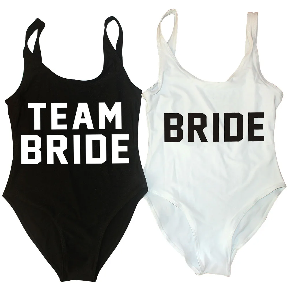 S-3XL Team Bride&Bride Swimwear Women One Piece Swimsuit Bodysuit Bachelor Wedding Party Girl friends Suits