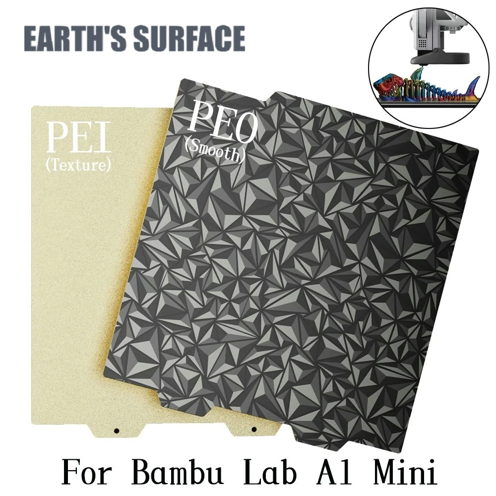 

ES-3D Printer Parts Bambu Lab A1 mini PEO+PEI Spring Steel Sheet 180x180mm Build Plate Texture PEI+ Smooth PEO Double Side