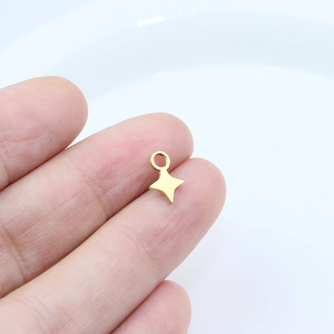 10pcs Stainless Steel Mirror Polish Jewelry Big Hole Mini Star Charms Pendant DIY Handcraft PVD Plated Waterproof Antiallergic