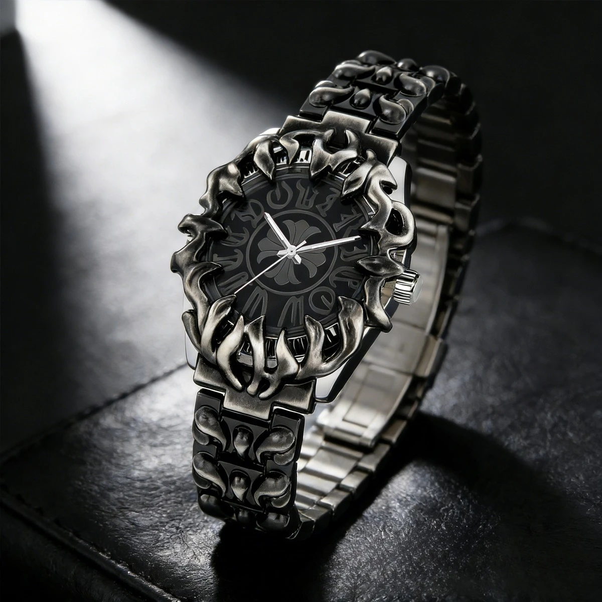 Y2K Irregular Claw Shape Men's Quartz Watch Sculptural Dial Gothic Vintage Streetwear Fashion Wristwatch Avant Garde Accessory