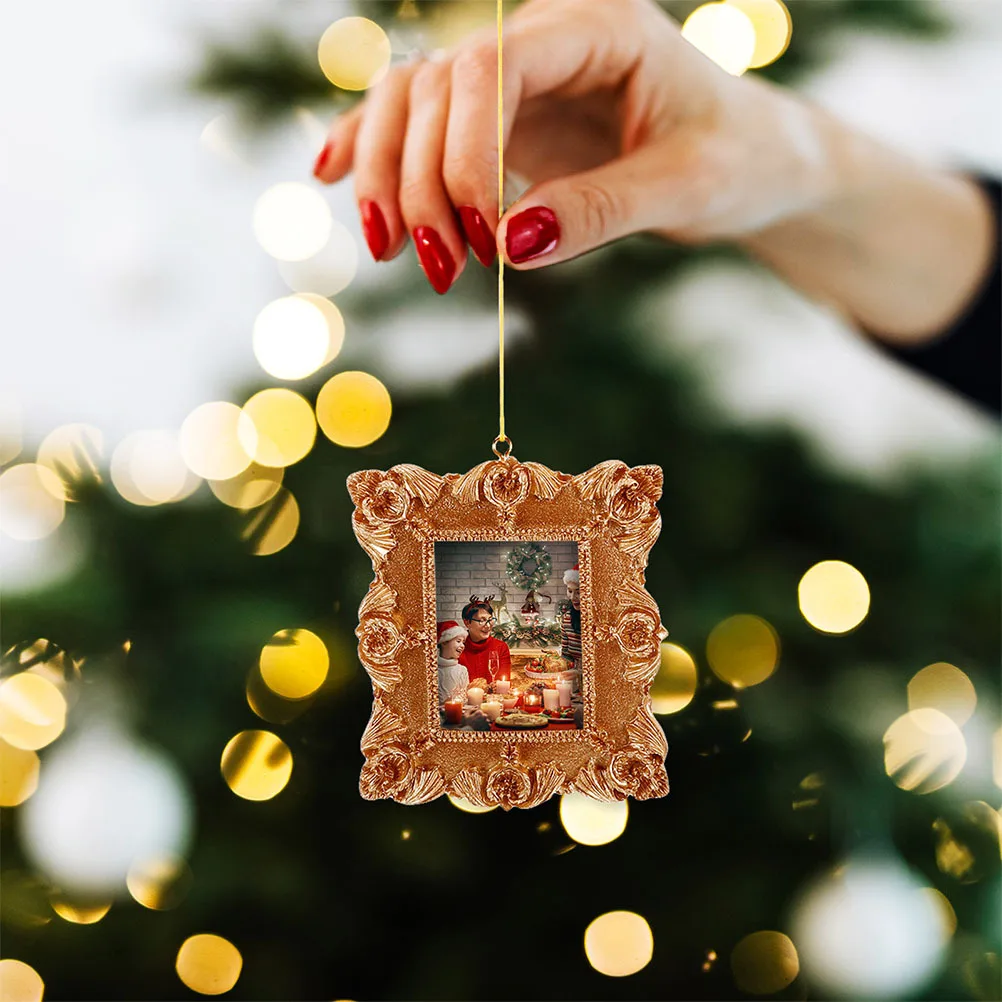 

2 Pcs Decorative Mini Photo Frame Christmas Hanging Picture Frames Tree Ornaments