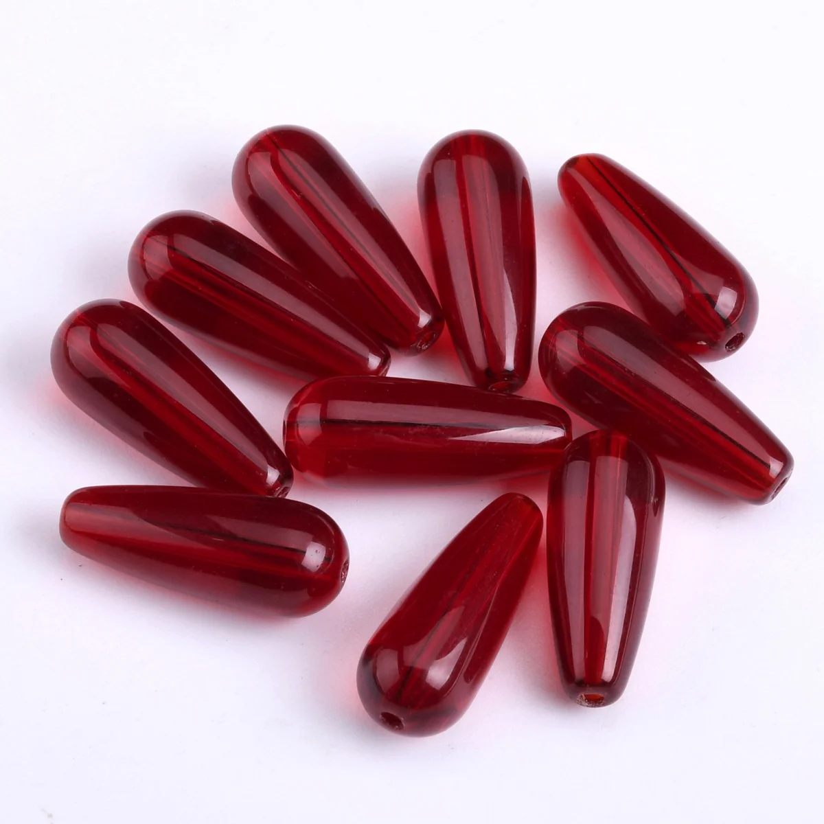 10pcs Dark Red Teardrop Shape 19x9mm Lampwork Crystal Glass Loose Beads For Jewelry Making DIY Crafts Findings