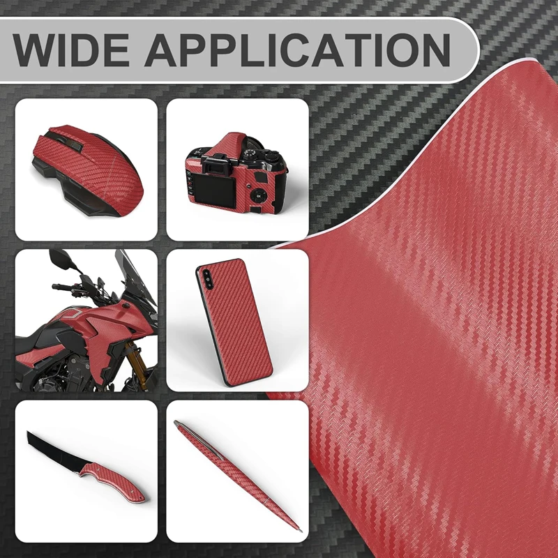 Premium 3D Red Carbon Fiber Vinyl Wrap Roll with Air Release DIY Self Adhesive Decal Sticker Car Wrapping Foil view 6