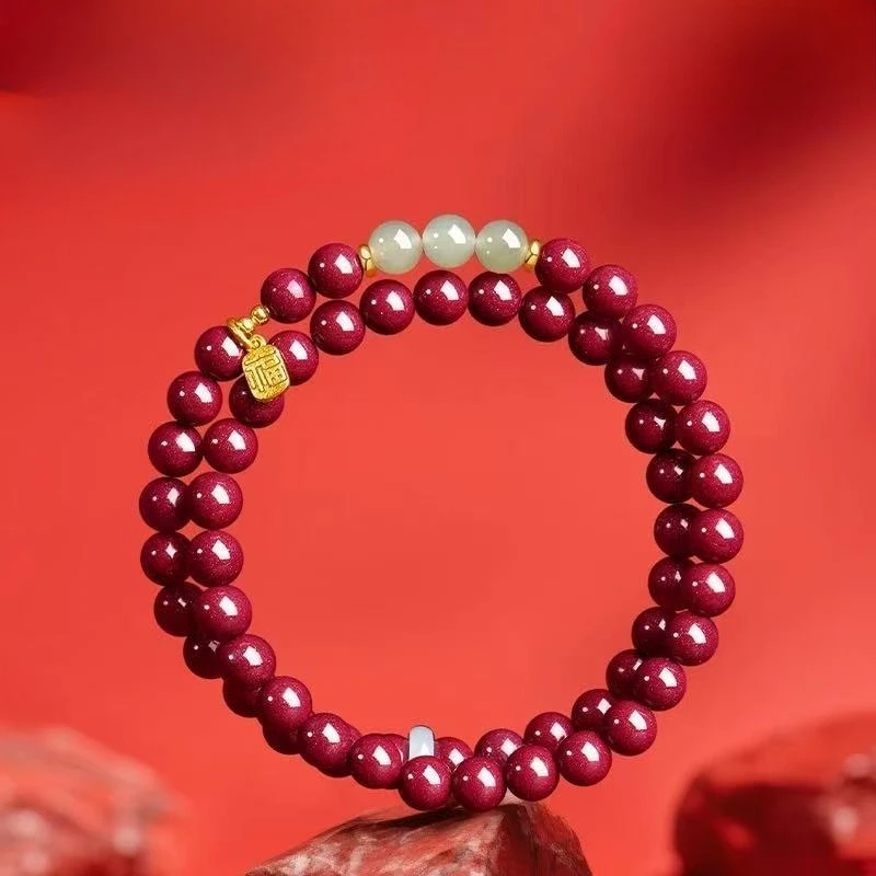 chinese-style-natural-cinnabar-6mm-beads-double-layer-bracelet-women-hetian-jade-lucky-fu-pendant-blessing-wealth-birthday-gift
