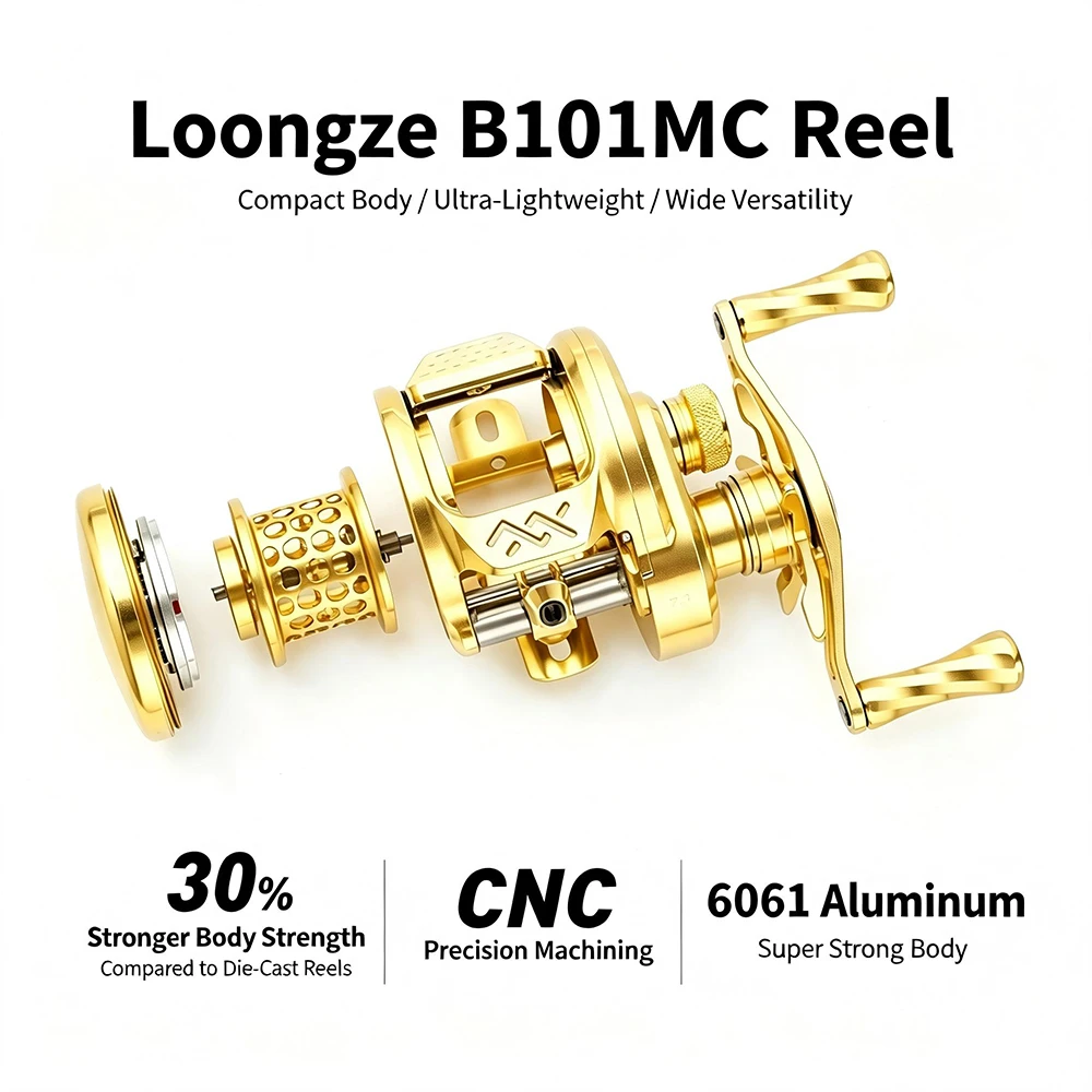 Loongze Airlite B101MC PRO HG 150g Vollmetall-Baitcast-Rolle mit 7KG maximaler Bremskraft, leistungsstarke Angelrolle für BFS-Langstreckenfischen – Detail 9