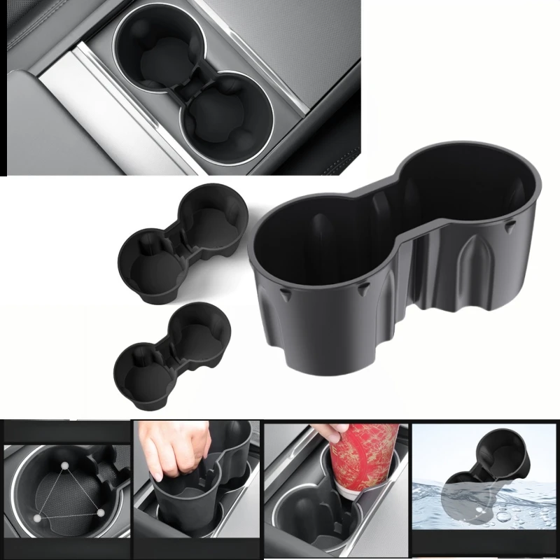 Tesla Model 3, Tesla Model Y Innengetränkehalter, Mittelkonsole, Wasserflaschen-Organizer, TPE-Zubehör, kompatibel mit Autoaufbewahrung