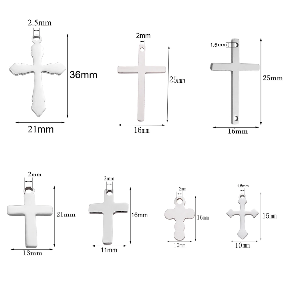 20 Stück/Set Edelstahl-Kreuzanhänger für Schmuckherstellung Christliche Kreuz-Schmuckherstellung Anhänger Verbindungselemente Zubehör – Detail 1