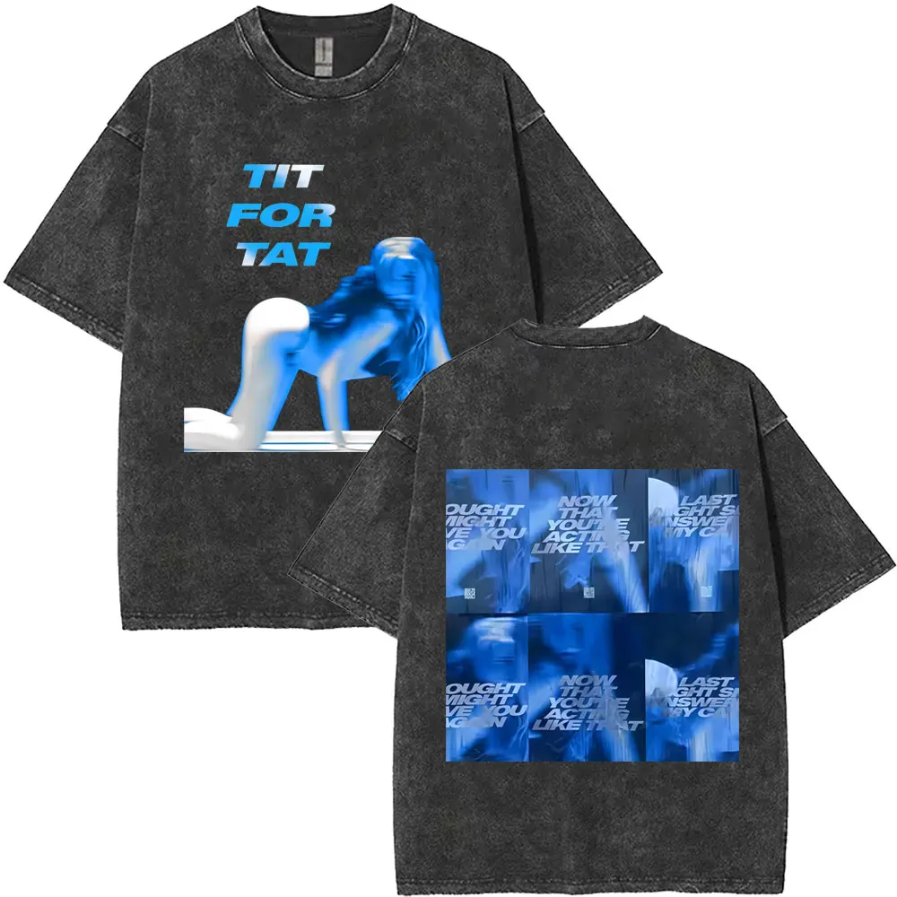 Tate Mcrae TiT for Tat Washed Vintage T Shirt So Close To What Miss Possessive Tour T-shirt Men Women Casual Oversized T-shirts