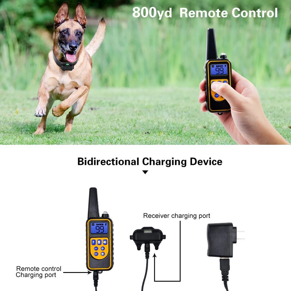 Electric Dog Training Collar Waterproof Dog Bark Collar Pet With Remote Control Rechargeable Anti Barking Device All Size Dogs