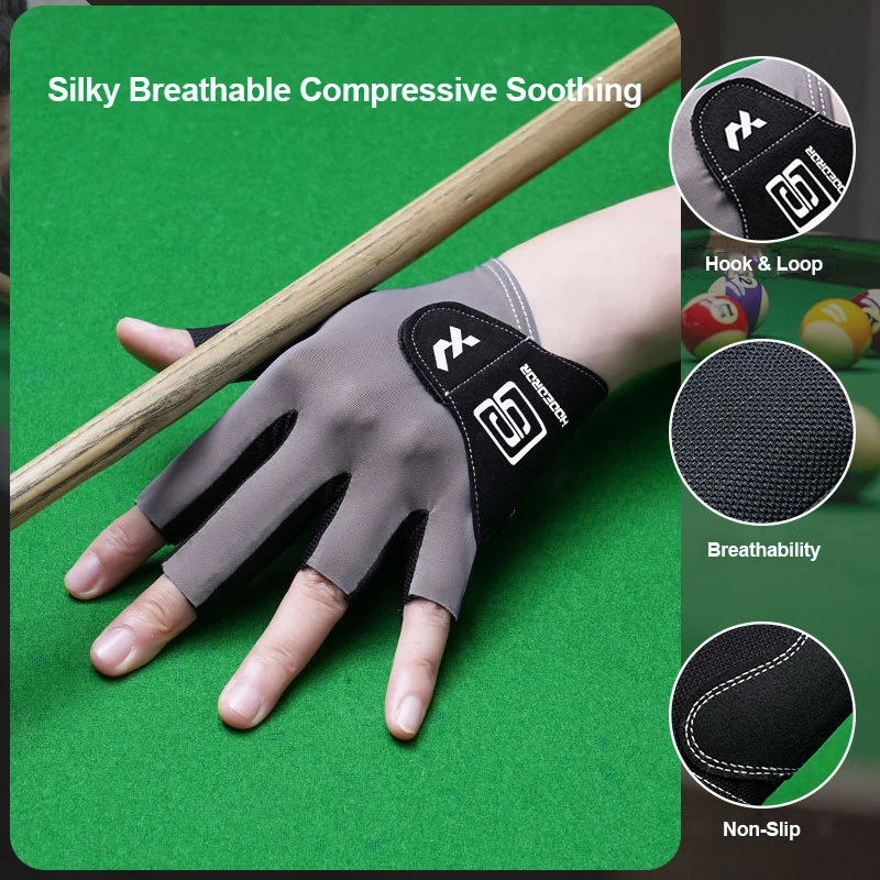 1pc Single Billiards Glove Men Women Single Left Hand Professional Pool Hall Breathable Three Finger Non-slip Snooker Glove