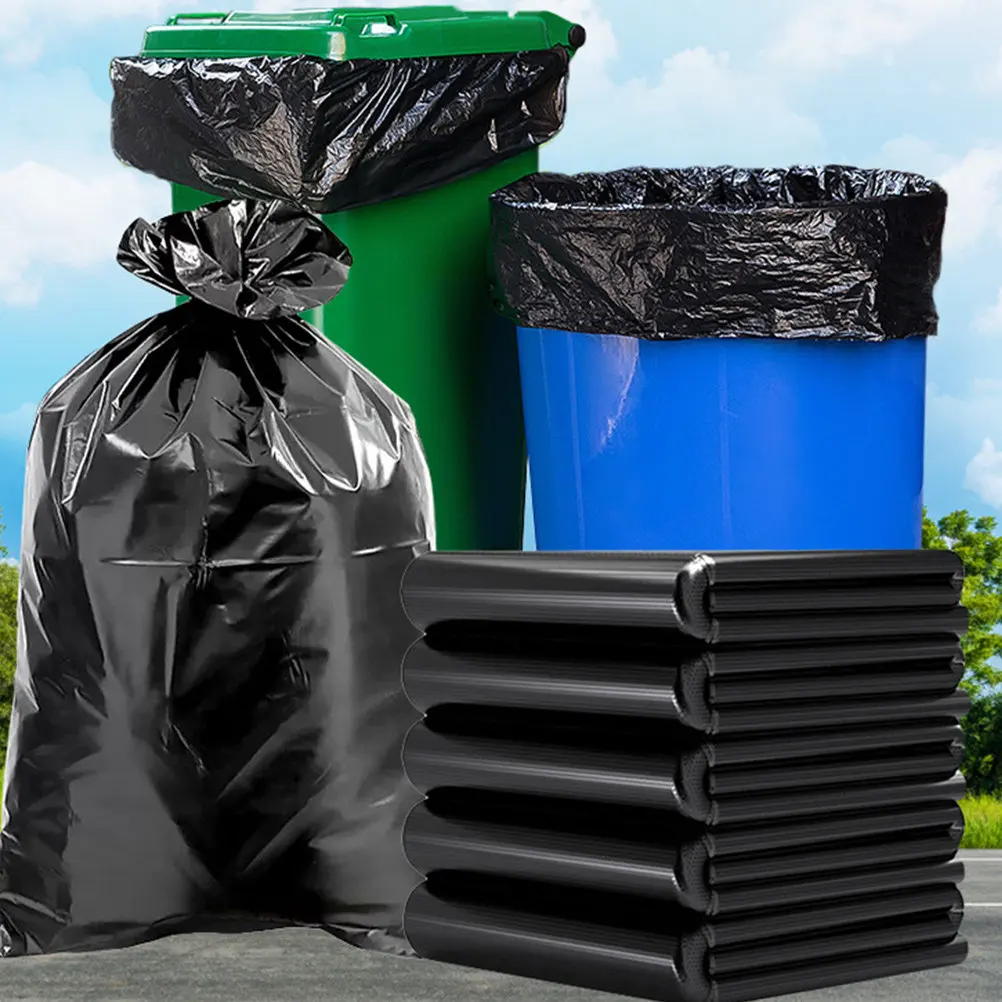 50pcs Large Plastic Garbage Bags Heavy Duty Trash Bags 60x90cm 2 4mm Thick for Hotel Office Property Extra Strong Suitable