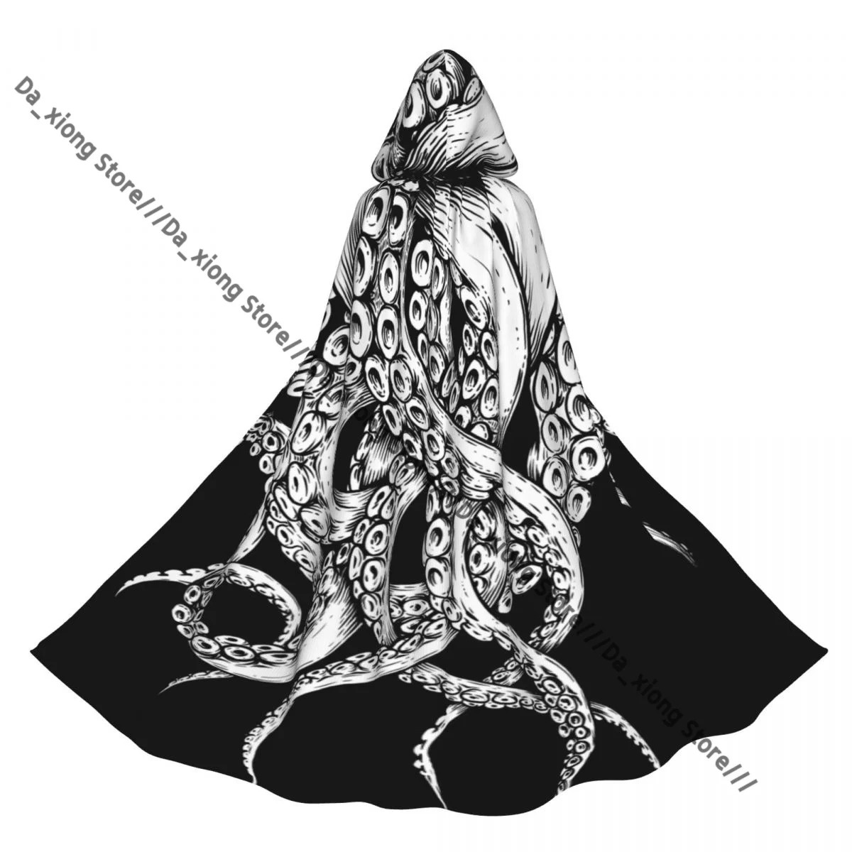 

Witch Long Hooded Robe Octopus Tentacles In The Sea Halloween Cloak Cosplay Costumes for Adult
