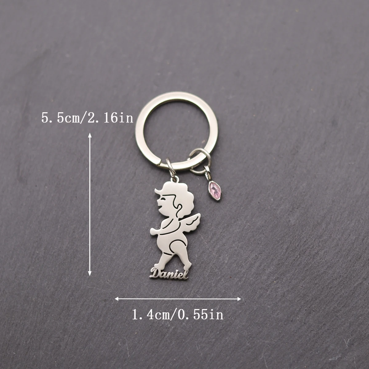 Customized Stainless Steel Angel Boy Pendant Keychain Engraved Cartoon Jewelry Men Gifts Women Gifts view 6