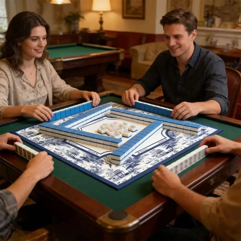 CORB Large 80cm Square Mahjong Game Mat Designed With Attractive Patterns And Strong Edging For Easy Card Movement view 3