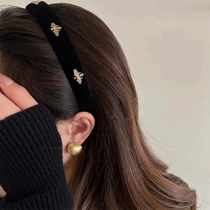 

Retro Hair Hoop Temperament Bee Wide Hair Hoop Hairbands For Women Girls French Versatile Fashion Headband Hair Accessories