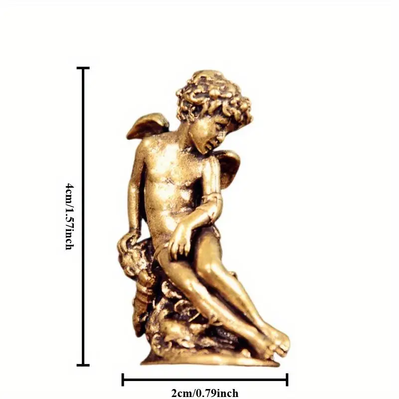 1pcs Little Eros Cupid Antique Brass Ornaments Desktop Old Ornaments Brass Crafts Collection Car Hanging Decor