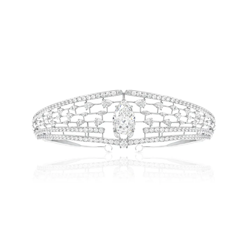 Bellux White Water drop White Full Diamond Crown Hair Accessories Artificial Gemstone 2025 Luxury Wedding Jewelry Crown