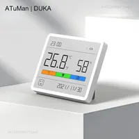 DUKA  Atuman 3.67 Inch LCD Electronic Digital Temperature Humidity Meter Portable Clock Sensor Gauge for House Indoor Room Tool