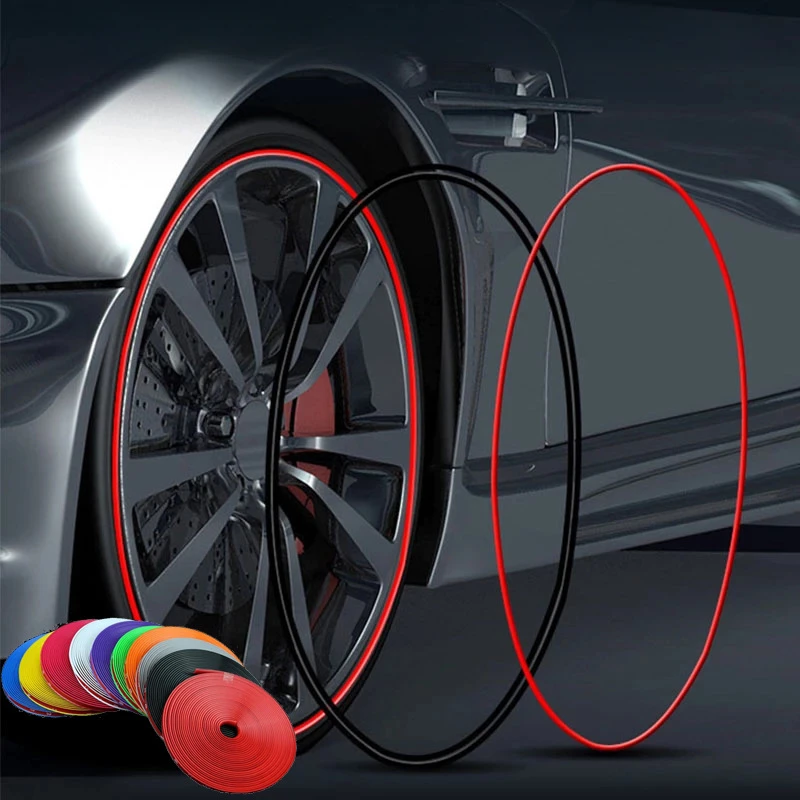 

8 Meters Car Wheel Rim Blades Protector Line Tire Guard Decorative Strip Rubber Moulding Trim More Color Car Sticker Styling