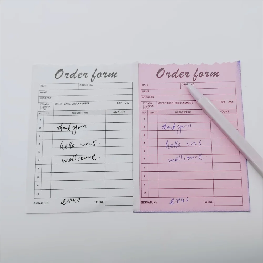 1/5 Stück Dankeschön-Quittungsbücher mit Karton, 2-teiliges, kohlenstofffreies Verkaufsrechnungsbuch für kleine Unternehmen, 3,7 x 5,1 Zoll (50er-Set) – Detail 2