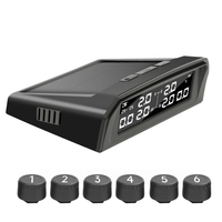 Electronic Truck Solar Powered TPMS with 6 External Sensors LCD Display Temperature Alarm System Car Tire Pressure Monitoring