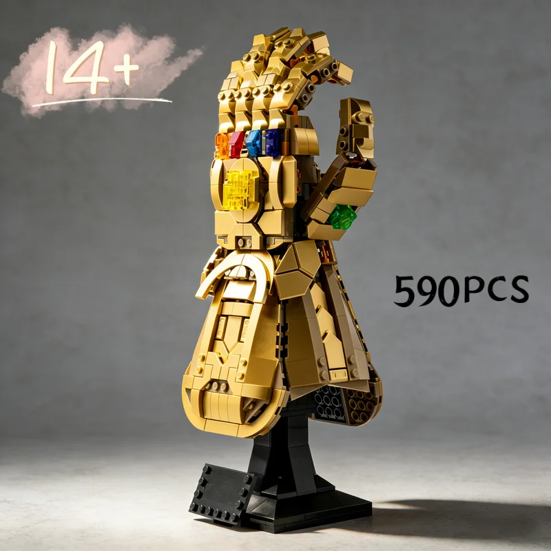 

В наличии 590 шт. Конструктор «Перчатка Бесконечности» Таноса, модель-головоломка, игрушка для сборки, подарки на праздники, Рождество, день рождения 76191