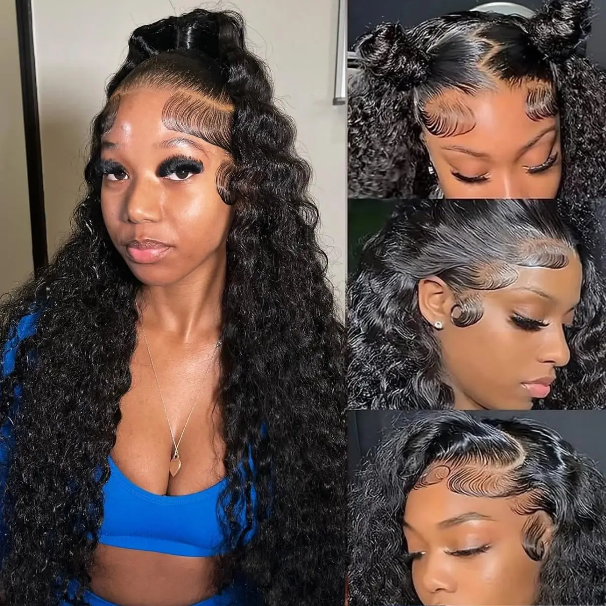 고밀도 루즈 딥 웨이브 28 30 32인치 13x6 HD 레이스 프론탈 인모 가발 브라질리언 풀 컬리 가발 여성용