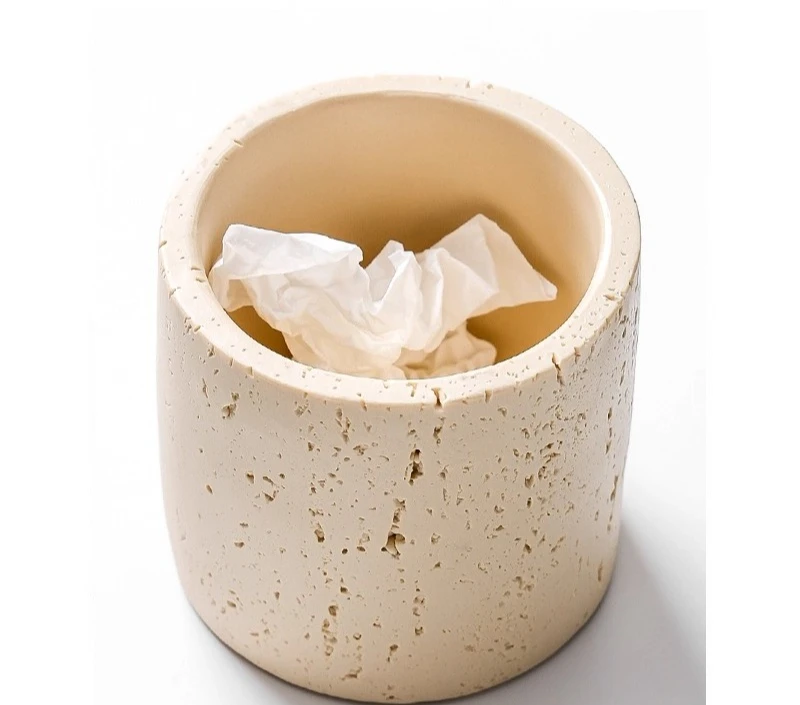 

Коробка-органайзер из натурального травертина, настольное хранилище для кистей для макияжа, ручек, пультов, декоративный поднос ваби-саби для журнального столика