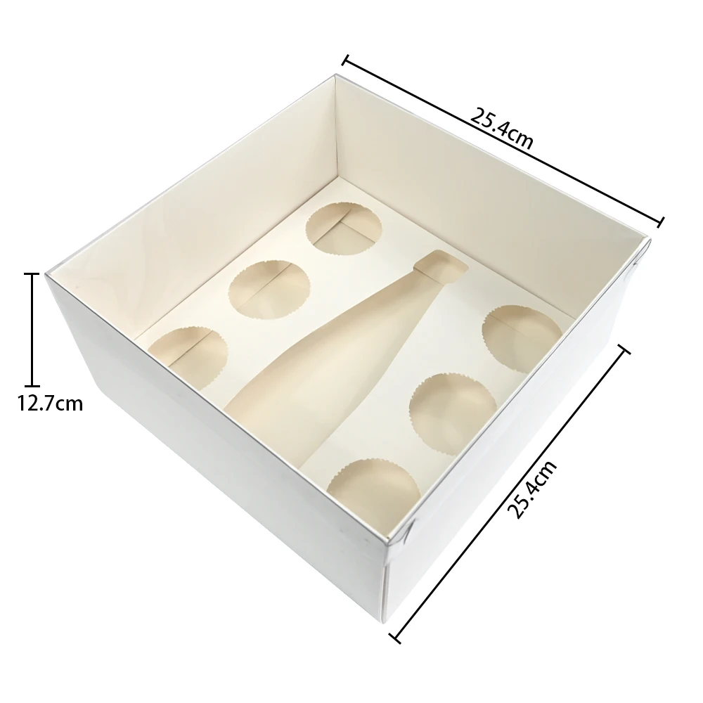 5pcs White Cupcake Boxes  5 Cavities Paper Merry Christmas Mousse cake/Chocolate Gift Box Clear Window Packaging Bag